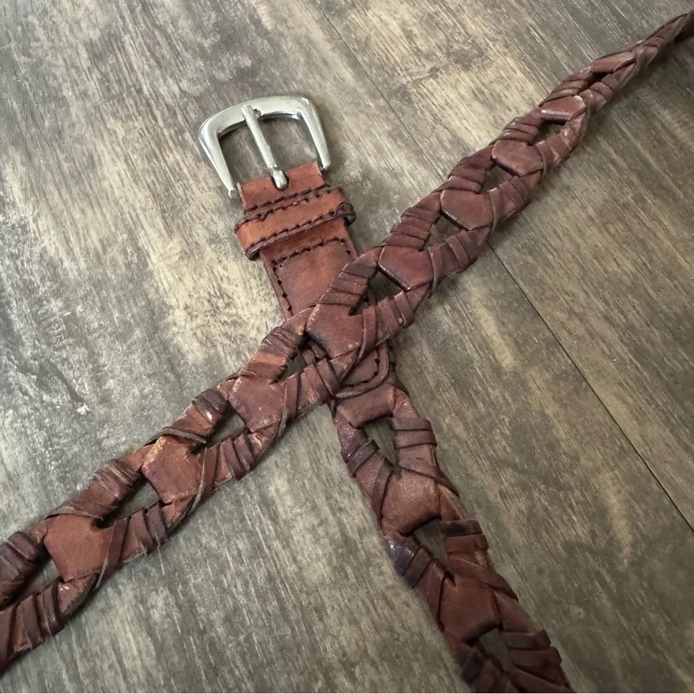 Capezio Women's Woven Leather Belt in Brown